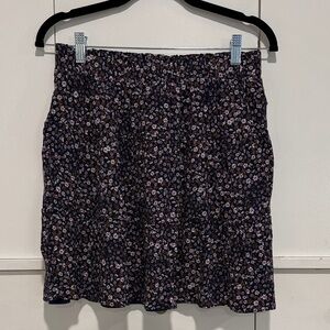 LOFT navy floral tiered skirt